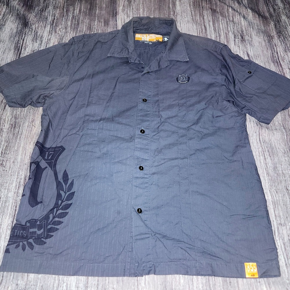 Vintage Nike Michigan Athletics Dept 855 Olive St Blue Button Down Shirt Large